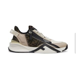Fendi Men's Beige and Black Designer Sneakers